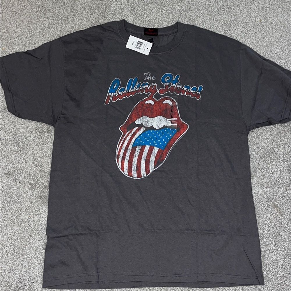 New RST2000 The Rolling Stones 1978 Tour Band 4th of July Gray t shirt L w/tag